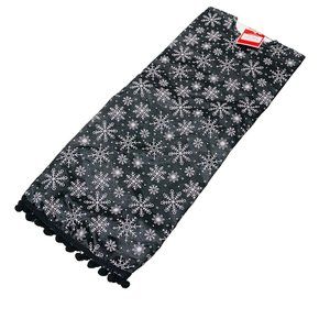 Holiday Time Black Satin White Snowflakes 48in Christmas Tree Skirt